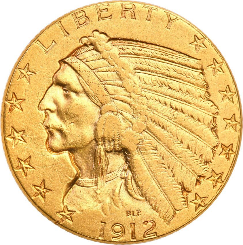 USA 5 dolarów 1912 Indianin st.2+